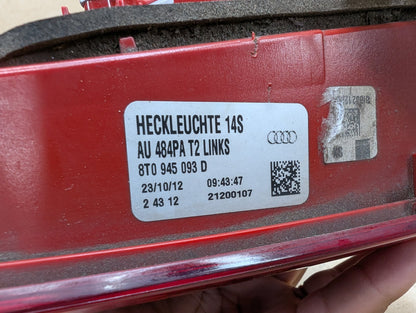 2011-2017 Audi RS5 8T Rear Left Driver Inner Tail Light 8T0945093D OEM