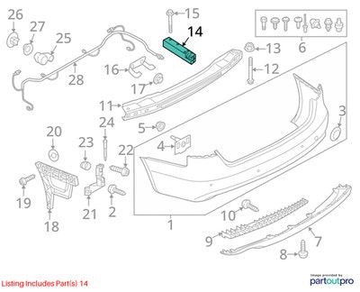 2010-2016 Audi S4 B8 Rear Bumper Reinforcement Rebar Bar 8K0807332A OEM