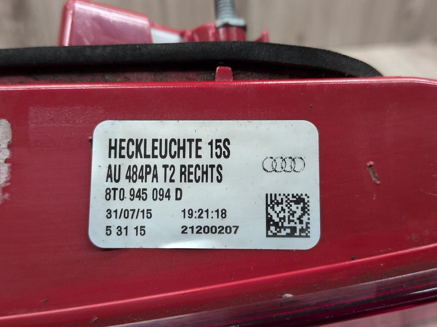 2013 - 2017 Audi S5 8T Rear Left Driver Inner Tail Light 8T0945094 CTUB