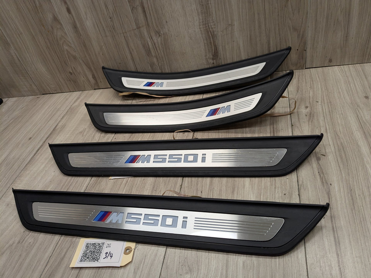 17-20 OEM BMW G30 Rear Left Right Lighter Door Sill Plate Molding M Trim PAIR