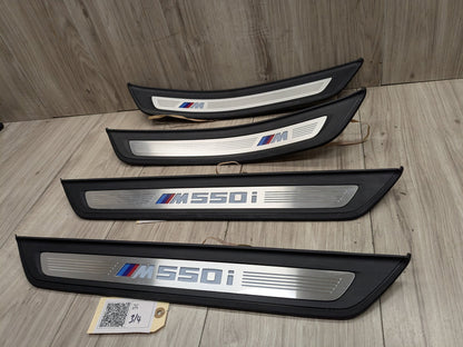 17-20 OEM BMW G30 Rear Left Right Lighter Door Sill Plate Molding M Trim PAIR