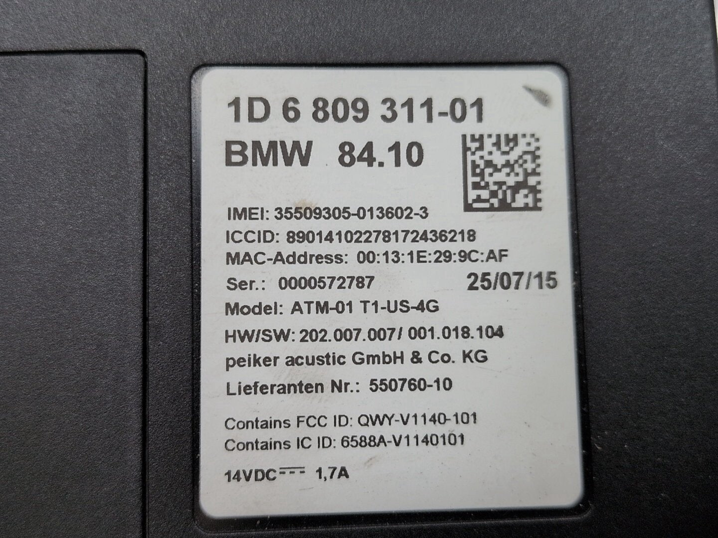 OEM BMW F23 F30 F32 F33 F36 F80 F82 M3 M4 M6 Telematics Control Unit Module TCM