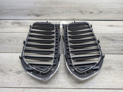 17-20 OEM BMW G30 530 540 Front Bumper Upper Kidney Grille Pair SET