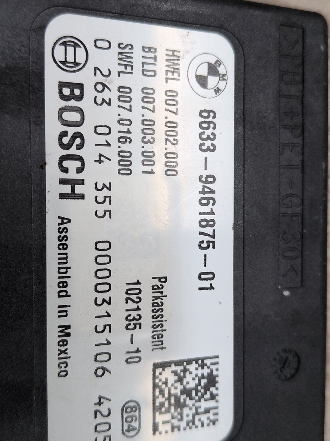 2014 - 2020 BMW 440i F36 PDC Park Assist Control Module 9461875 B58B30M0