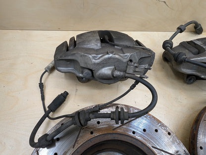 OEM BMW 335 E9X Front Left Right Brake Caliper SET w Drilled Slotted Rotors