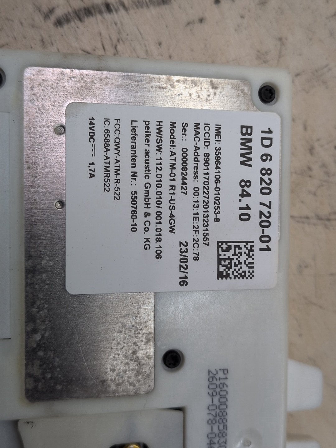 2016-2022 BMW 750i G12 Antenna Telematics Control Module 6820720