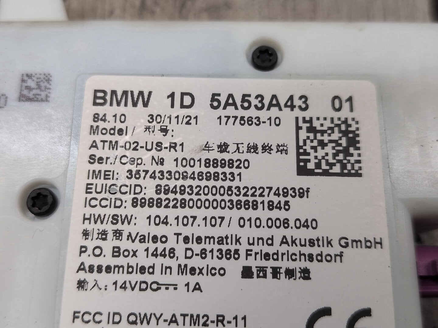 OEM BMW F44 G01 G05 G12 G20 G22 G26 G30 G80 G82 Telematics Control Module Unit