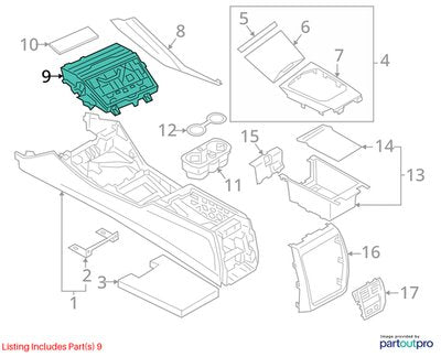19-24 OEM BMW G20 330 M340 Center Console Cup Holder Storage Compartment