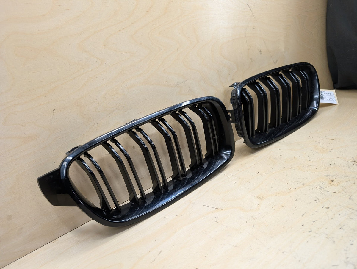12-18 BMW 328i F30 Front Left Right Upper Bumper Cover Kidney Grilles SET OEM