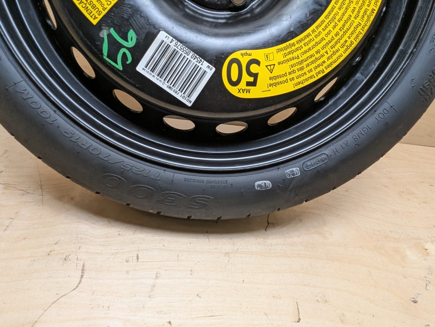 2018-2023 Audi S4 B9 Emergency Spare Wheel Rim Tire 19x4 ET22 8W1601027B