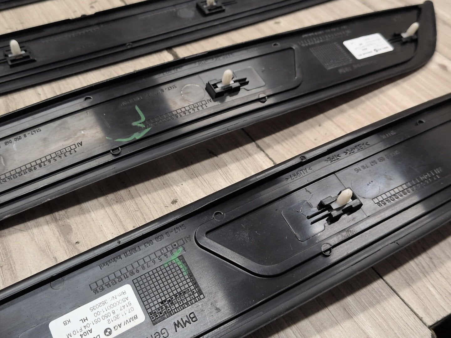 2011 - 2016 BMW 535i F10 Front Rear Left Right Scuff Plate Door Sill SET 8050054 N55B30A