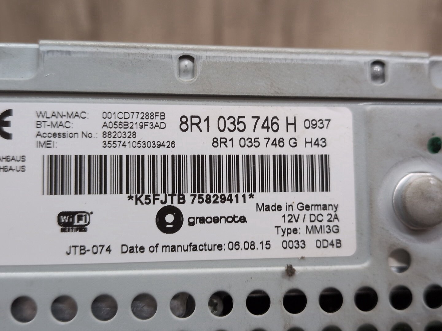 2013 - 2017 Audi S5 8T Radio Receiver Module 8R1035746H CTUB