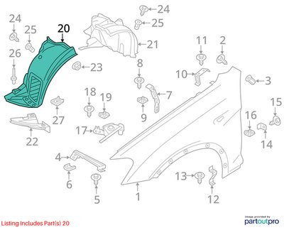11-18 OEM BMW F25 F26 X3 X4 Front Left Driver Fender Liner Wheel Splash Shield