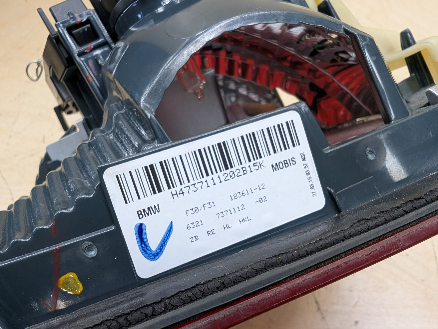 12-15 OEM BMW F30 F80 328 335 M3 Rear Right Passenger Side Inner Tail Light Lamp