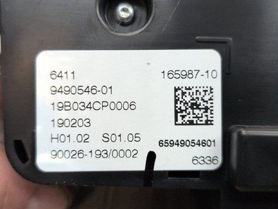 2019-2026 BMW X5 G05 Rear AC Heater Climate Control Switch 9490546 OEM