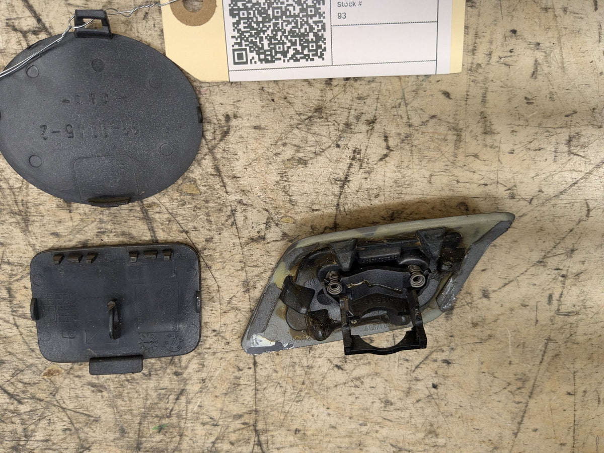 07-13 OEM BMW 328i E92 Front Rear Headlight Washer Tow Hook Insert Covers SET