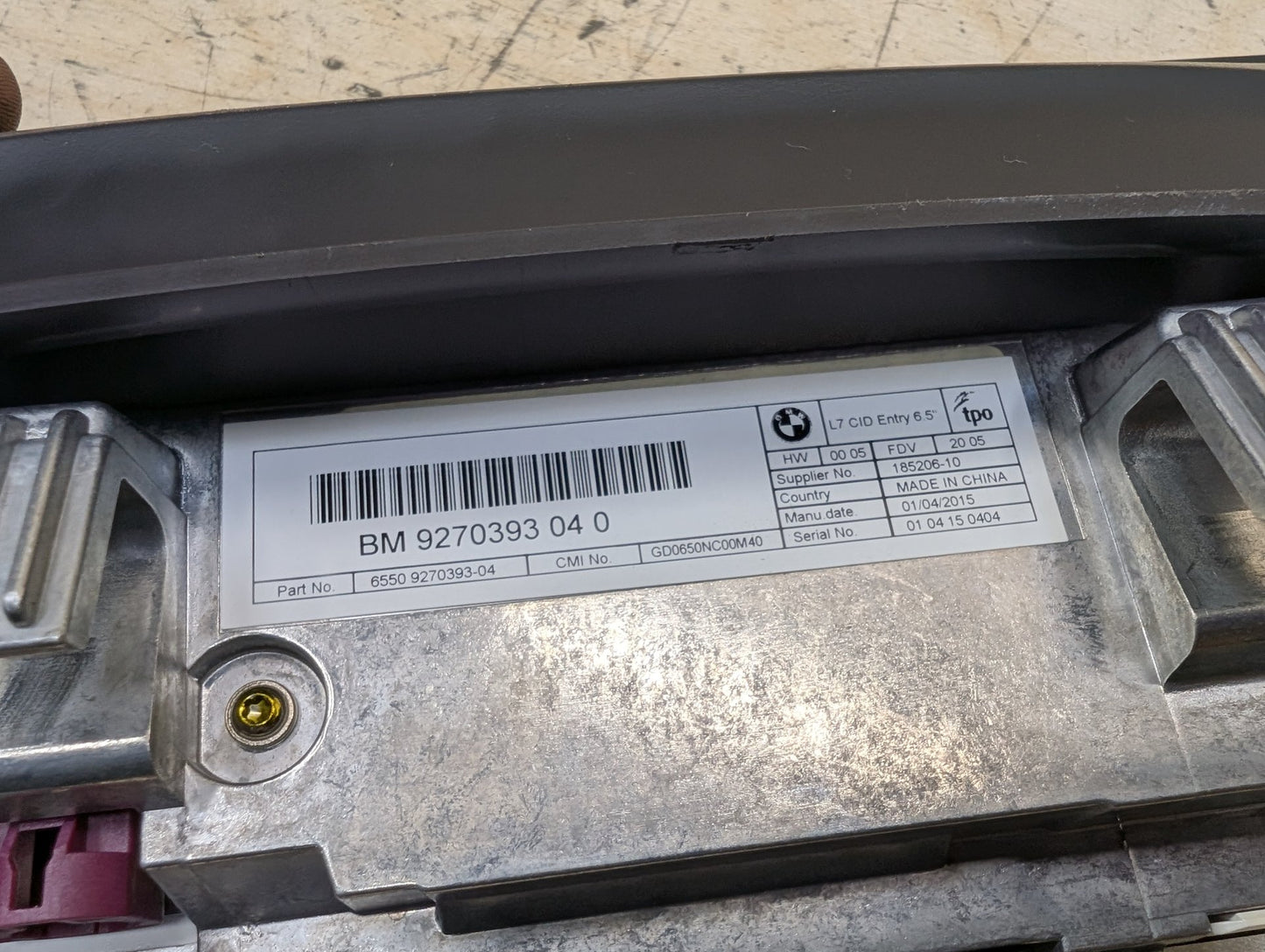 OEM BMW F32 F30 F36 Basic Dash Display Monitor Information Screen CID L7 6.5"