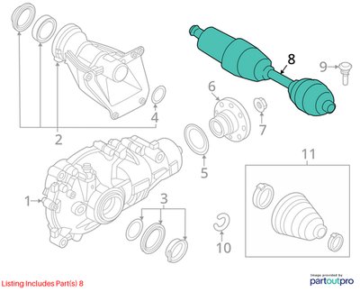 OEM BMW G01 G02 F97 F98 AWD Front Left Driver Side Output Half Shaft Axle