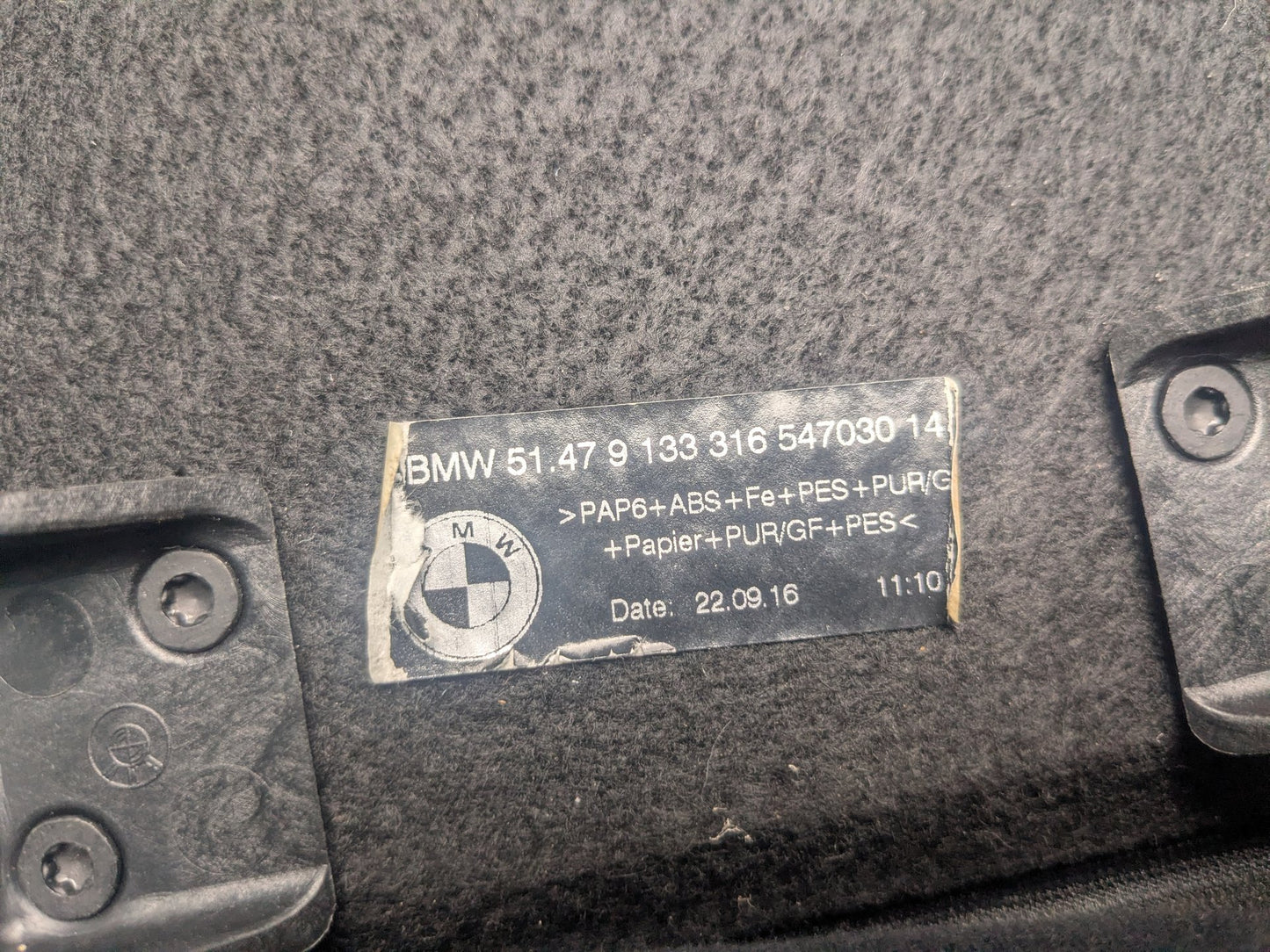 2015 - 2019 BMW X6 F86 Rear Upper Trunk Cargo Panel Cover  9133316 S63B44T2