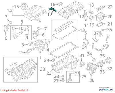 2015-2019 BMW F16 X6 N55B30M0 Engine Motor Turbo Charger Tube Pipe 7584128