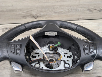 *06-10 OEM BMW E90 E92 E93 Sport Steering Wheel Black LEATHER w/ Shifters OEM