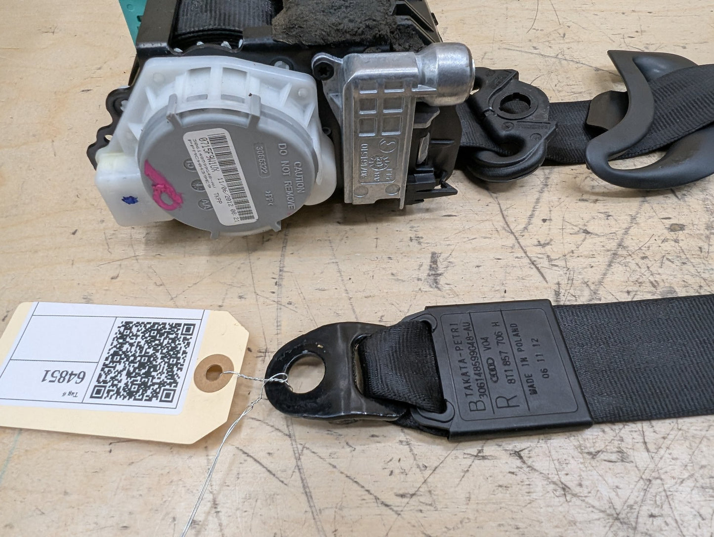 2011-2017 Audi RS5 8T Front Right Passenger Seatbelt Seat Belt Retractor 8T0857706 OEM