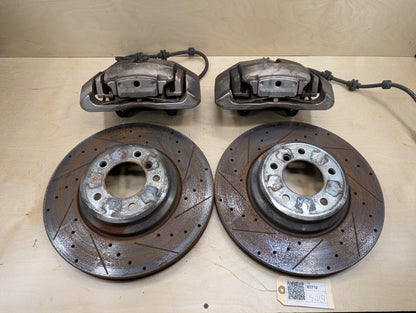 OEM BMW 335 E9X Front Left Right Brake Caliper SET w Drilled Slotted Rotors