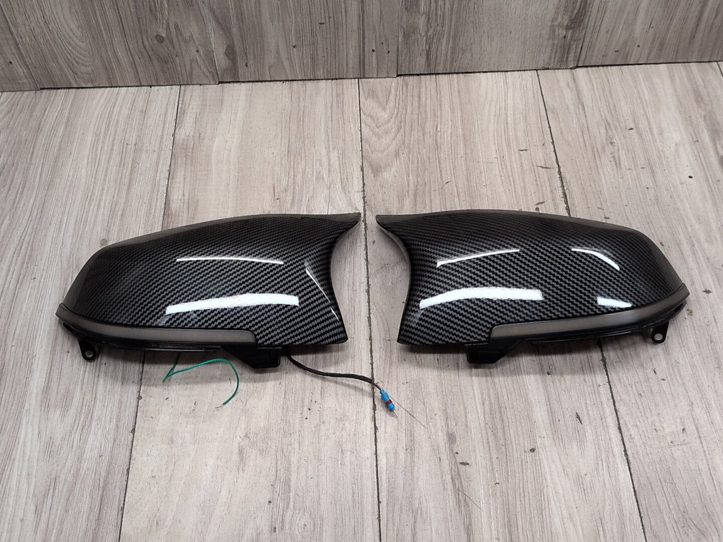 2011-2016 BMW 535i F10 Front Left Right Side Mirror Cap Covers Carbon Style SET