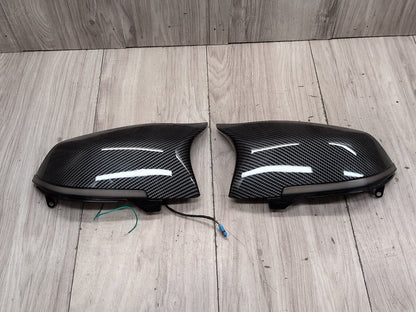 2011-2016 BMW 535i F10 Front Left Right Side Mirror Cap Covers Carbon Style SET