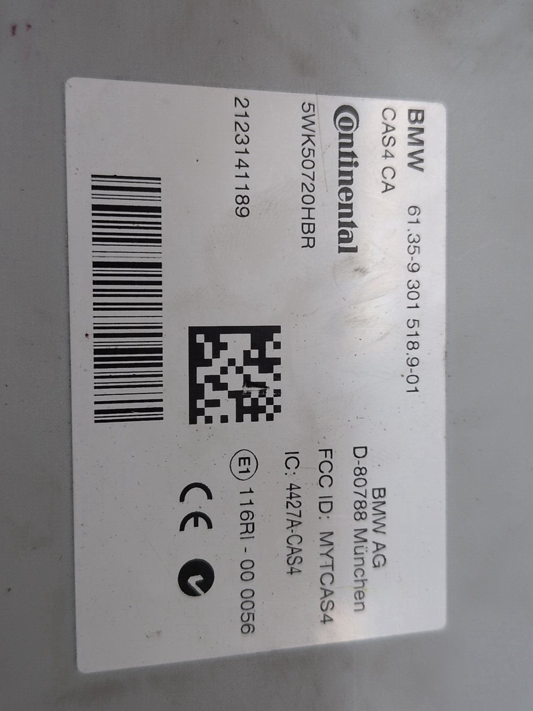 2011 - 2017 BMW X3 F25 CAS Comfort Access Control Module 9301518 N20B20O0