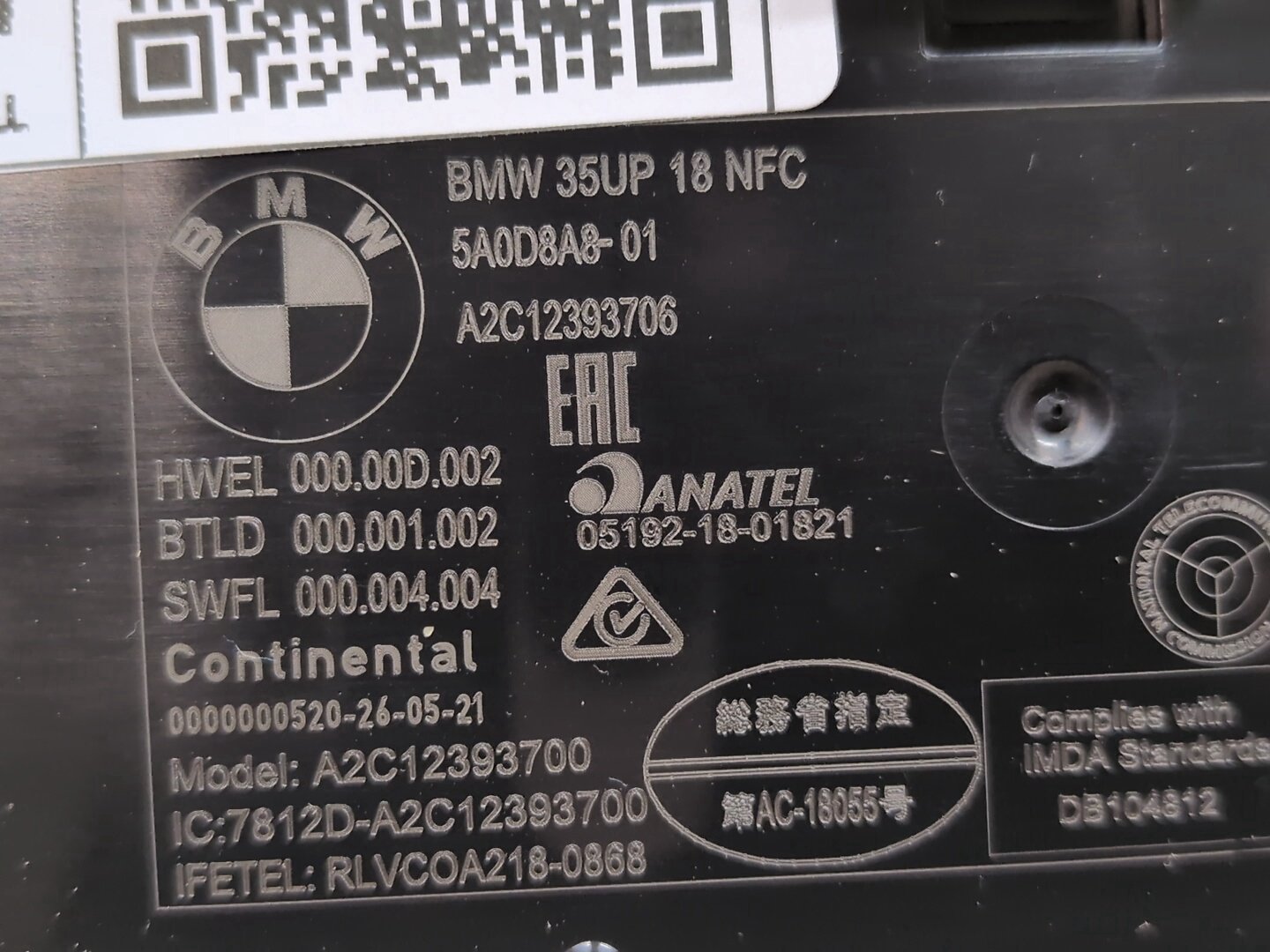 2022 BMW M340i G20- Wireless Phone Charger Module PN: 5A0D8A8