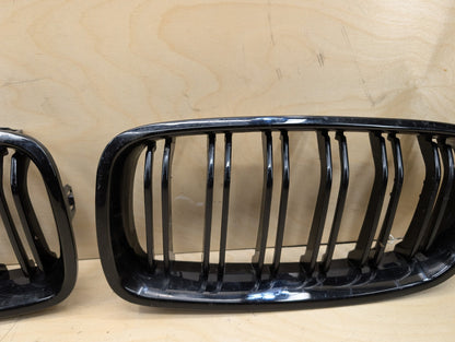 12-18 BMW 328i F30 Front Left Right Upper Bumper Cover Kidney Grilles SET OEM
