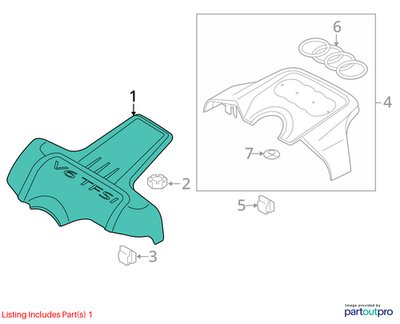 2010-2016 Audi B8 S4 CCBA Front Rear Engine Cover Trim SET 06E103926N