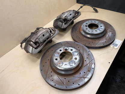 OEM BMW 335 E9X Front Left Right Brake Caliper SET w Drilled Slotted Rotors