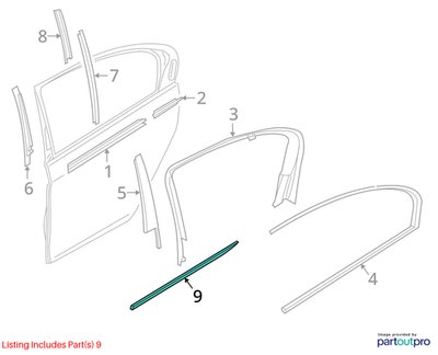 2018-2024 BMW X3 G01 Rear Left Driver Exterior Door Trim Molding 7364353 OEM