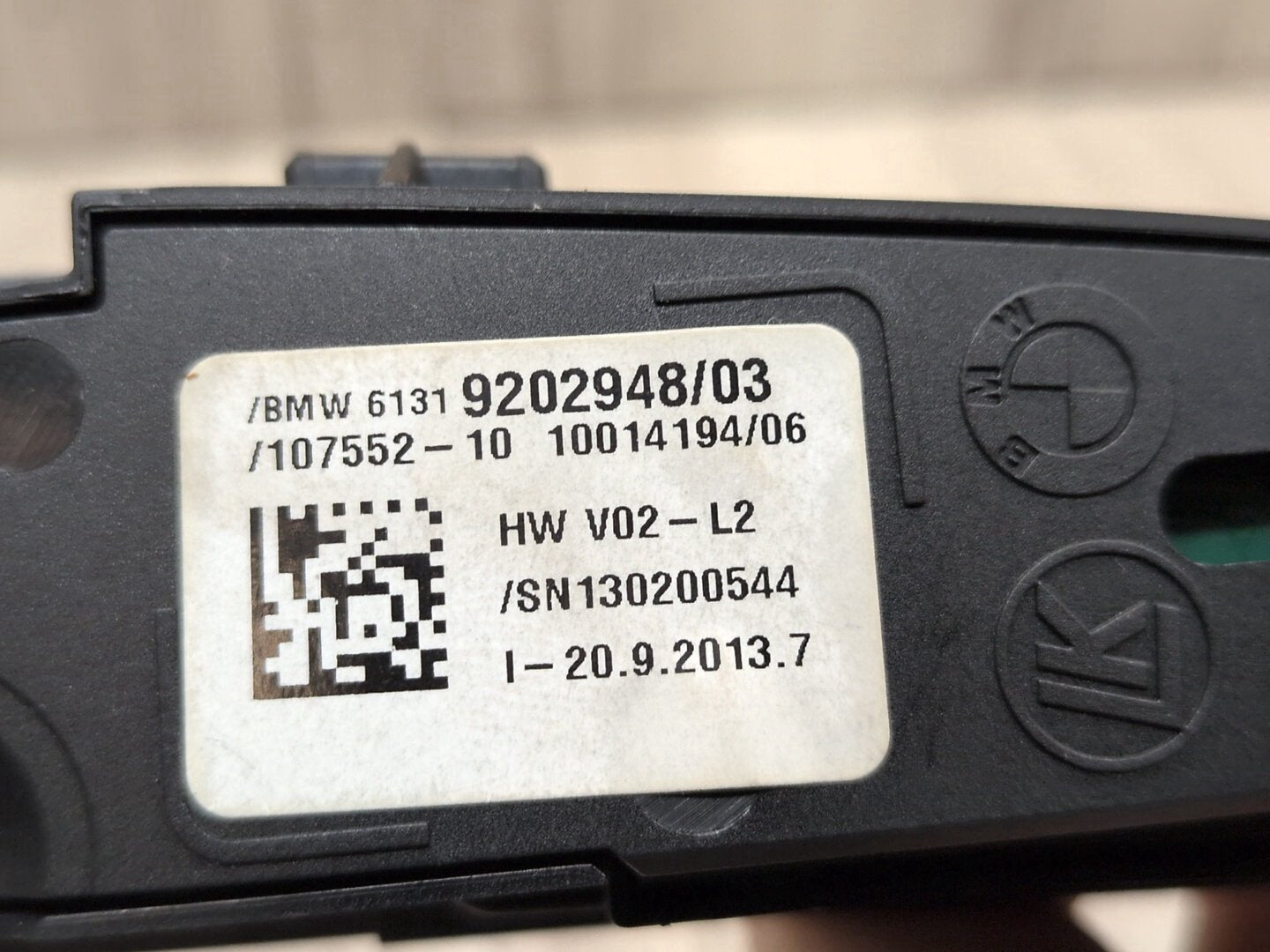 2011 - 2016 BMW 535i F10 Drive Logic Switch Button 9202948 N55B30A
