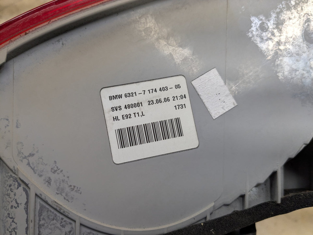 07-10 OEM BMW E92 328 335 M3 Coupe Rear Left Driver Side Outer Tail Light