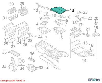 2011-2016 BMW 535i F10 Center Console Armrest Arm Rest 9216865 OEM