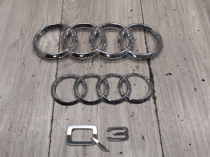 2015-2018 Audi Q3 8U Front Rear Emblem Badge Symbol Logo SET 4KE853605
