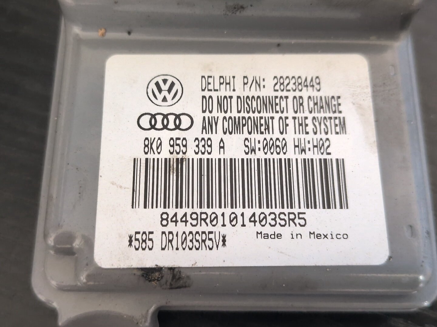 08-17 OEM Audi S5 Front Right Passenger Seat Occupancy Detection Control Module