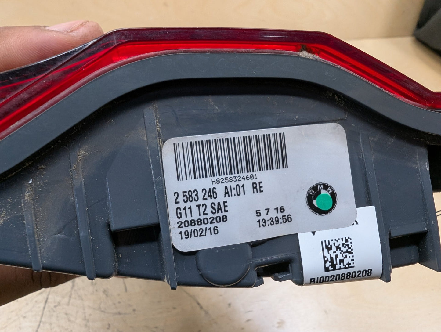 16-19 OEM BMW G11 G12 740 750 Rear Right Passenger Trunk Inner Stop Tail Light