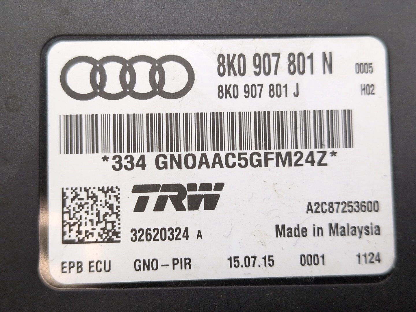 2016 Audi S5 8T Misc 8K0907801J CTUB