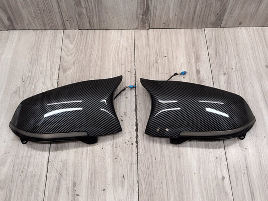 2011-2016 BMW 535i F10 Front Left Right Side Mirror Cap Covers Carbon Style SET