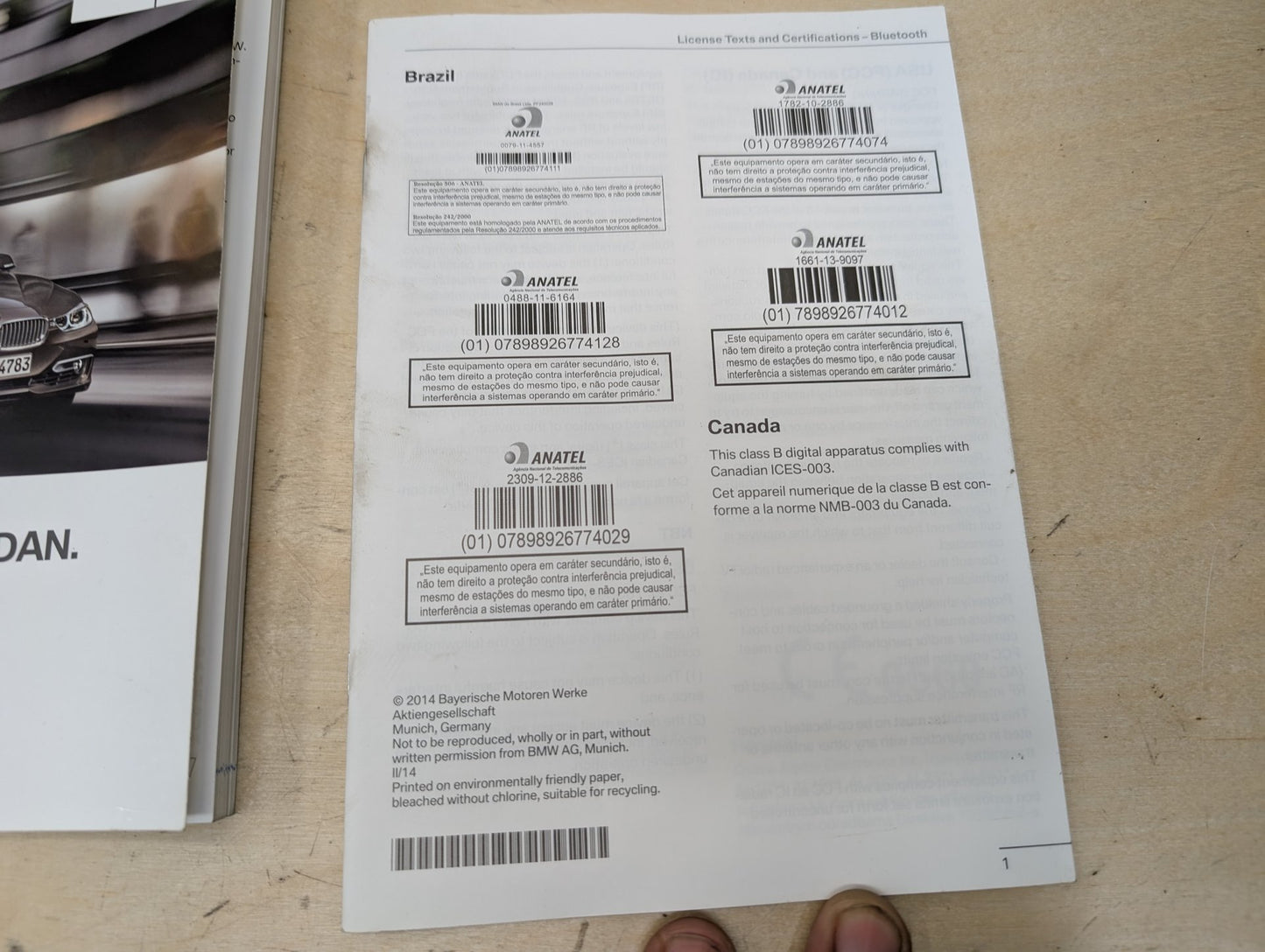 2014 BMW 328i F30- Owners Manual Books w/ Case SET
