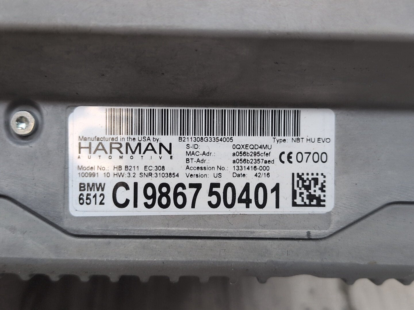 OEM BMW F15 F30 F32 F33 F36 F80 F82 M3 M4 NBT HU EVO Headunit Radio HARMAN 3.2