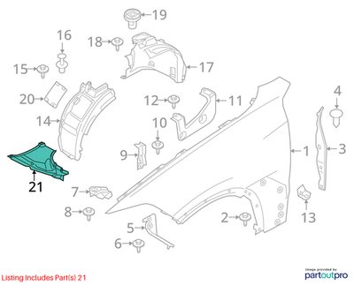 2019-2026 BMW X5 G05 Front Right Wheel Fender Liner Splash Guard 7469470