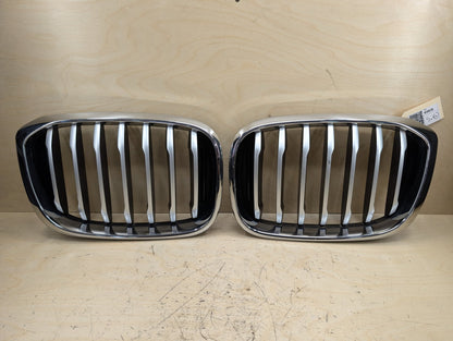 2018-2024 BMW X3 G01 Front Left Right Upper Bumper Cover Kidney Grilles SET 7464922