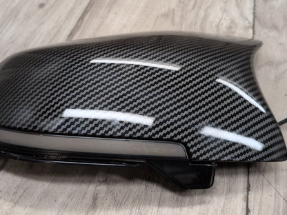 2011-2016 BMW 535i F10 Front Left Right Side Mirror Cap Covers Carbon Style SET