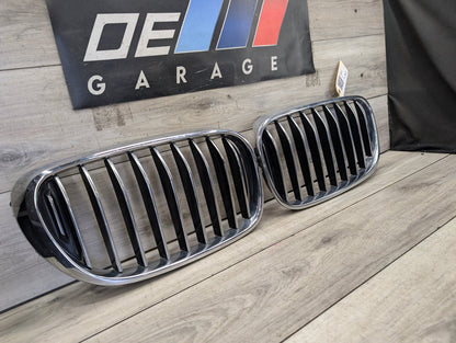 2016-2022 BMW 750Li G12 Front Left Right Upper Bumper Cover Kidney Grilles SET 7357012