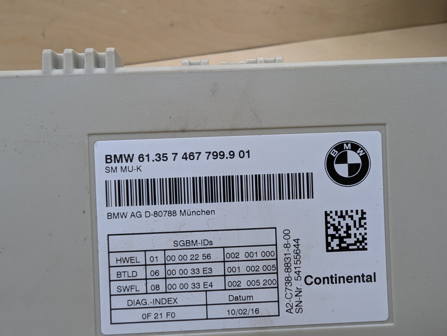 2016-2022 BMW 750i G12 Front Left or Right Seat Control Module 7467799